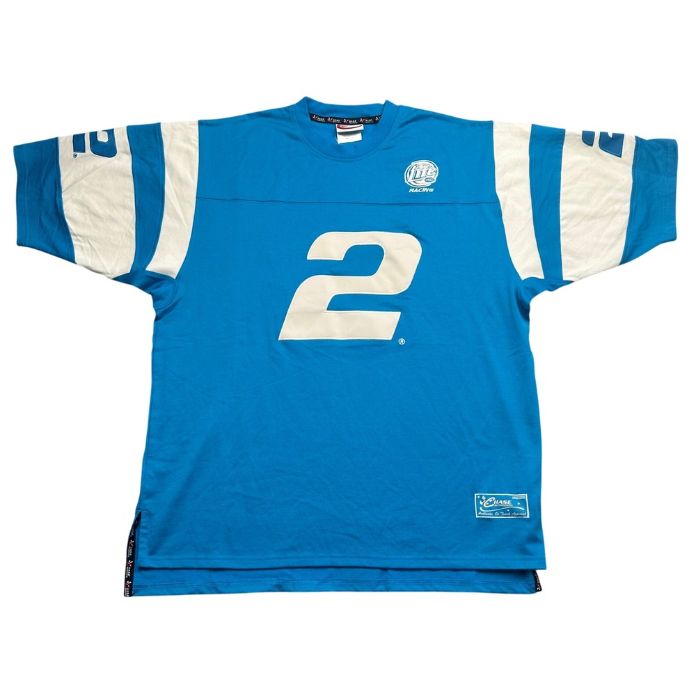 Chase Authentics Rusty Wallace #2 Miller Lite NASCAR Jersey Mens XL Blue